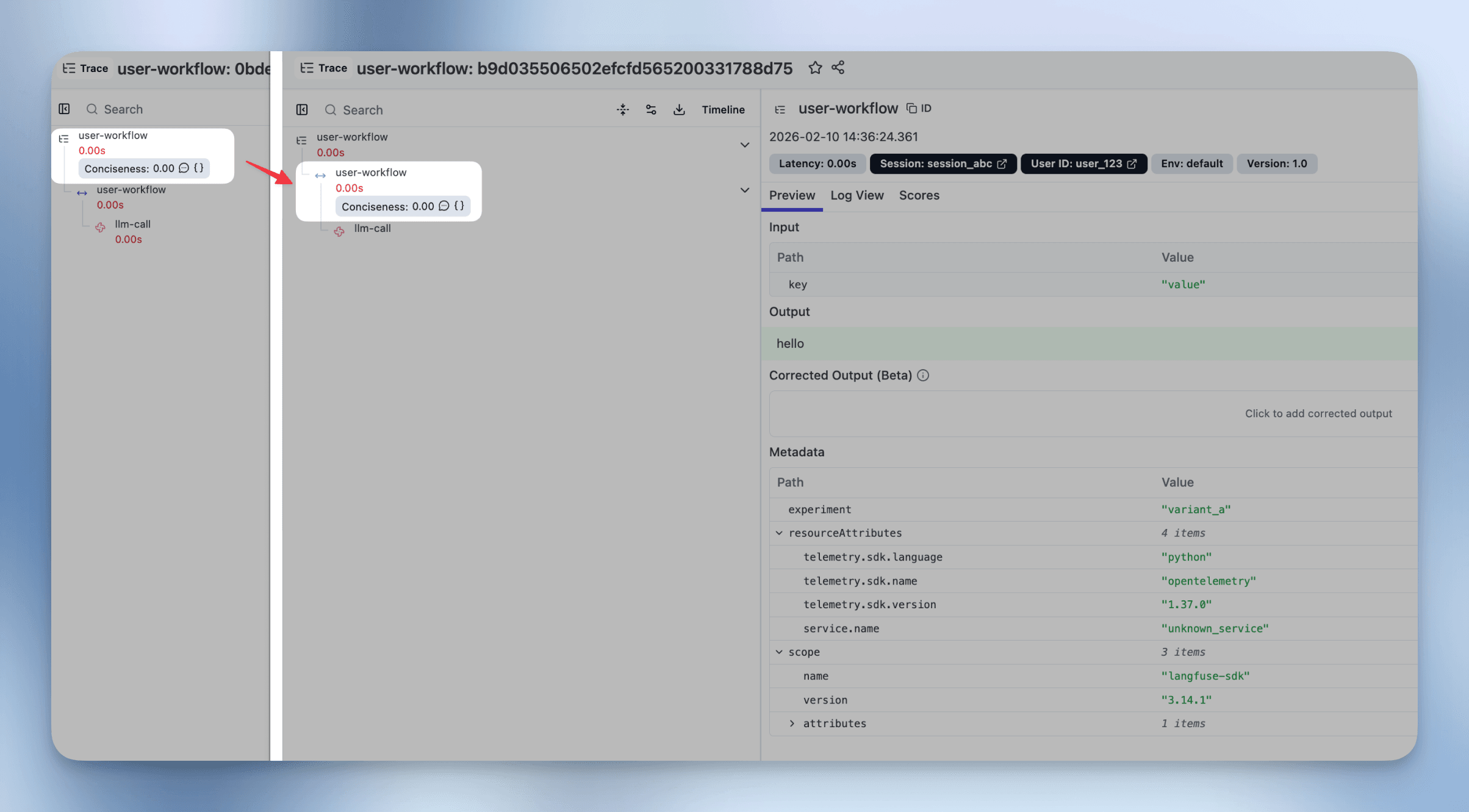 Score output example